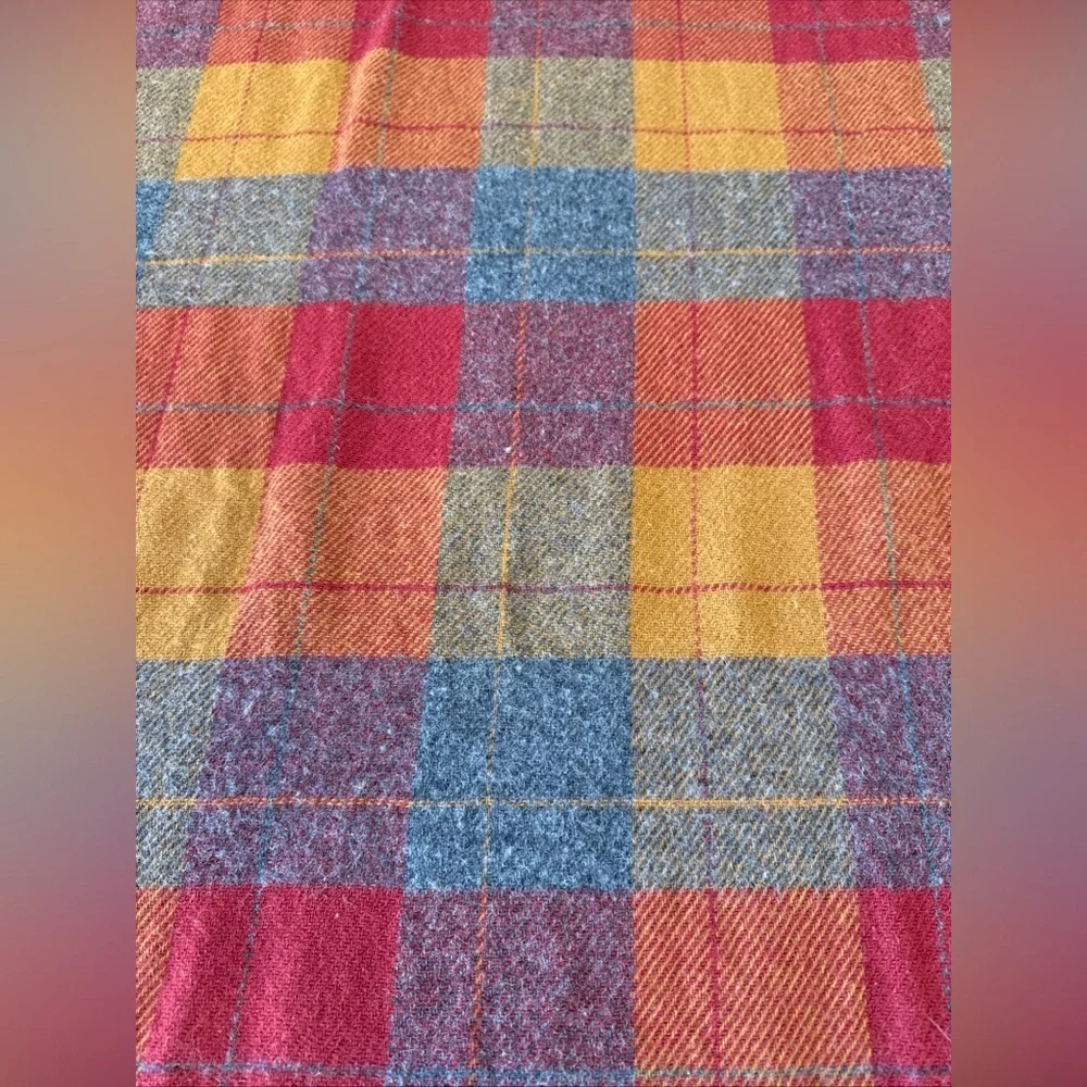 VTG Pendleton Wool Plaid Blanket Throw Red Brown USA 52